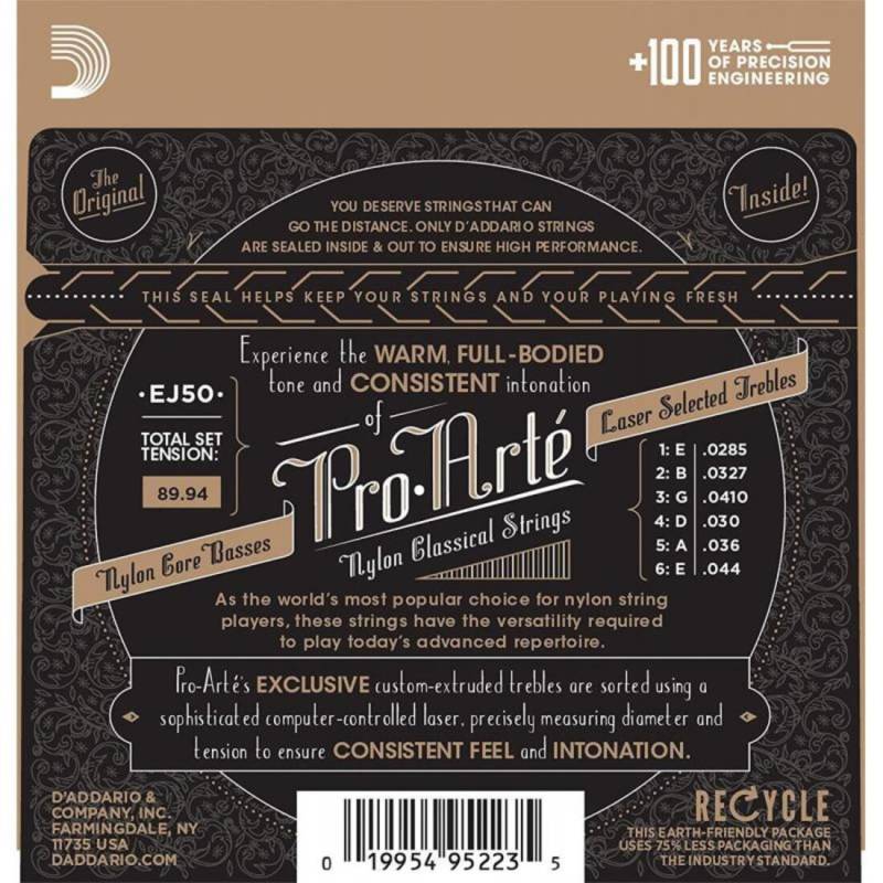 Струны для классической гитары D'Addario EJ50 Black Nylon Hard Tension