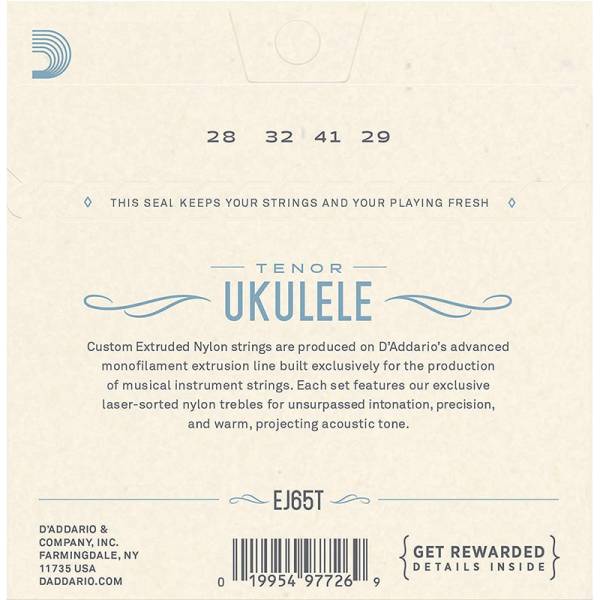 Струни для укулеле D'Addario EJ65T Clear Nylon Tenor 28/29
