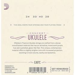 Струни для укулеле D'Addario EJ87C Titamium Concert 24/29