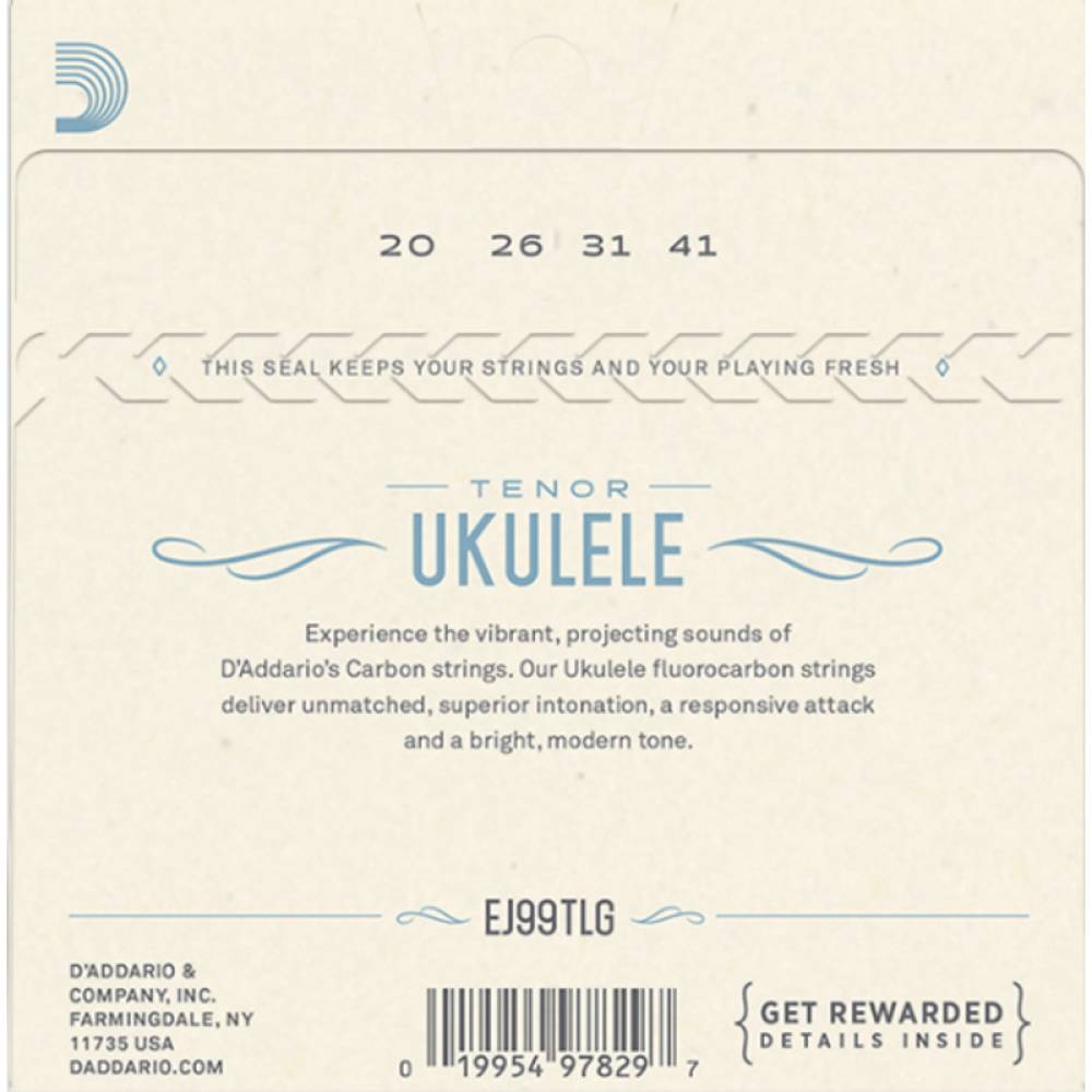 Струны для укулеле D'Addario EJ99TLG Tenor Low G Fluorocarbon