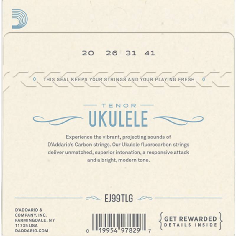 Струни для укулеле D'Addario EJ99TLG Tenor Low G Fluorocarbon