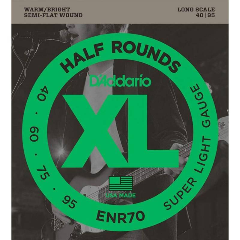 Струни для бас-гітари D'Addario ENR70 Nickel Half Rounds Wound Super Light 40/95