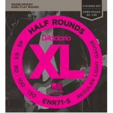 Струни для бас-гітари D'Addario ENR71-5 Nickel Half Rounds Wound Regular Light 5 Strings 45/130