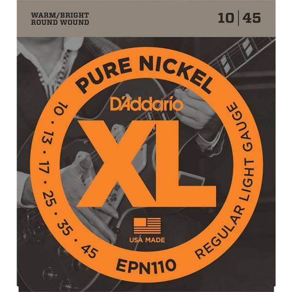 Струны для электрогитары D'Addario EPN110 Pure Nickel Regular Light 10/45