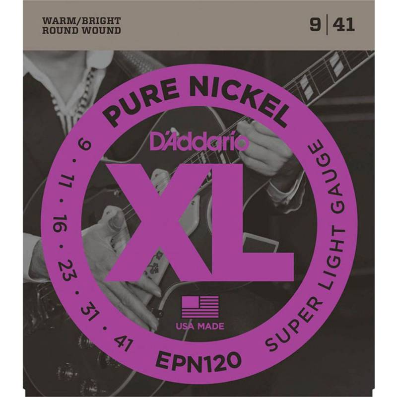 Струни для електрогітари D'Addario EPN120 Pure Nickel Super Light 9/41