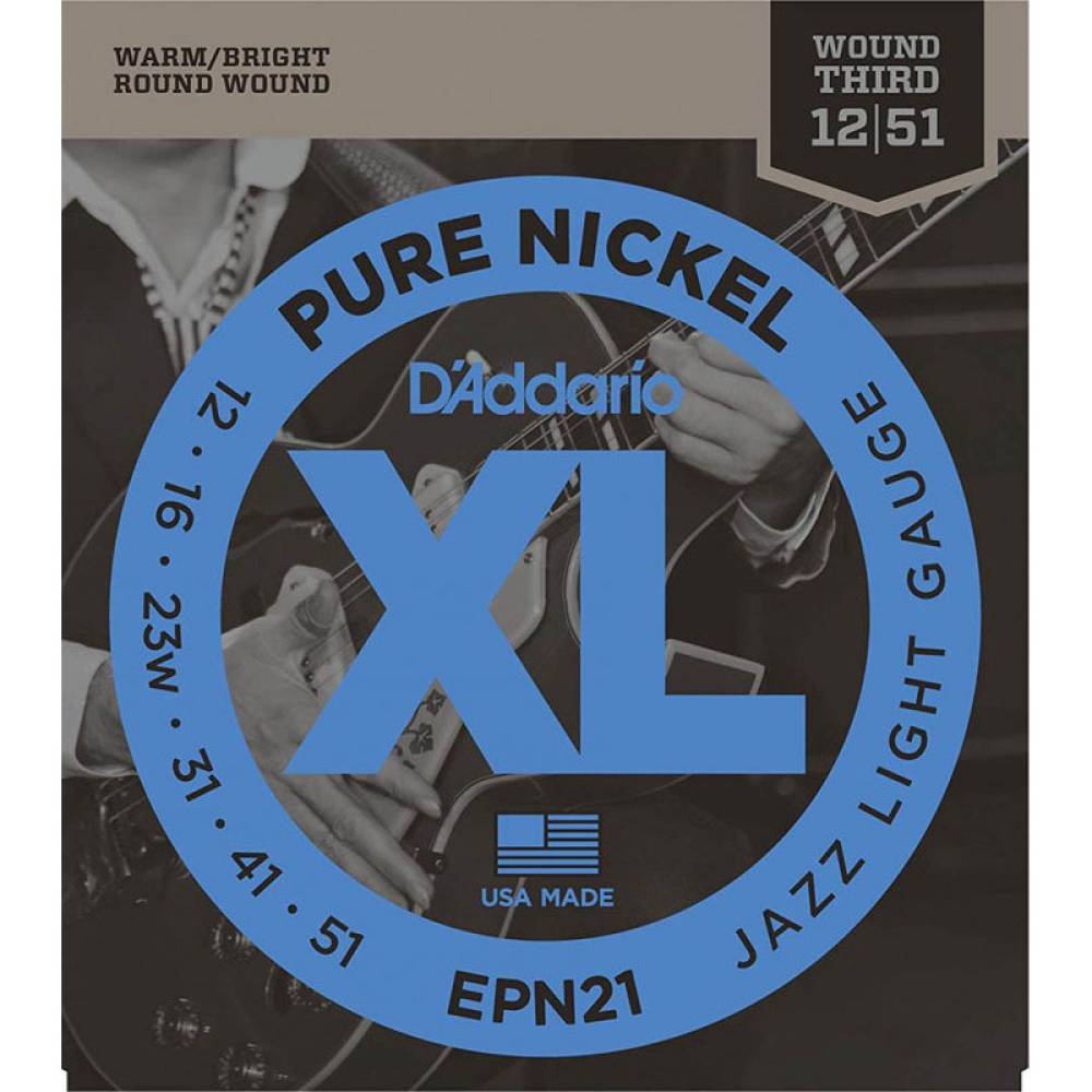 Струни для електрогітари D'Addario EPN21 Pure Nickel Jazz Light 12/51