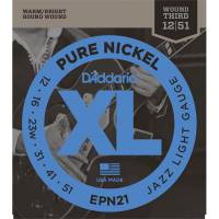 Струни для електрогітари D'Addario EPN21 Pure Nickel Jazz Light 12/51