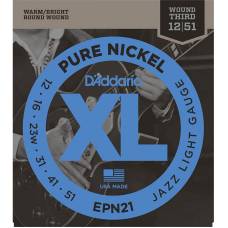 Струны для электрогитары D'Addario EPN21 Pure Nickel Jazz Light 12/51