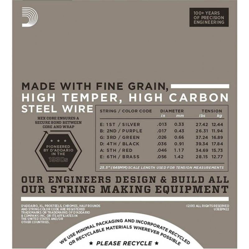 Струни для електрогітари D'Addario EPN22 Pure Nickel Jazz Medium Srings 13/56