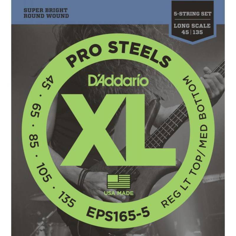 Струни для бас-гітари D'Addario EPS165-5 Pro Steels Custom Light 5-String 45/135