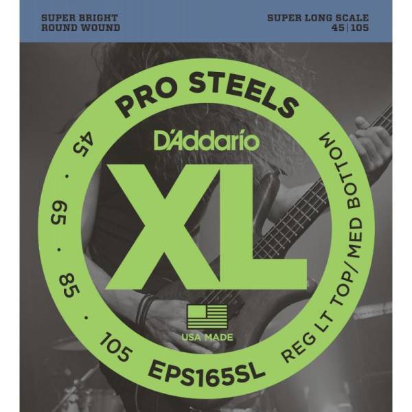 Струны для бас-гитары D'Addario EPS165SL ProSteels Custom Light 4-String Super Long Scale 45/105