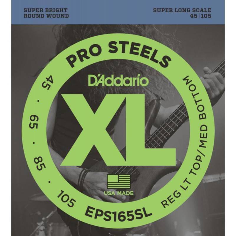 Струни для бас-гітари D'Addario EPS165SL ProSteels Custom Light 4-String Super Long Scale 45/105