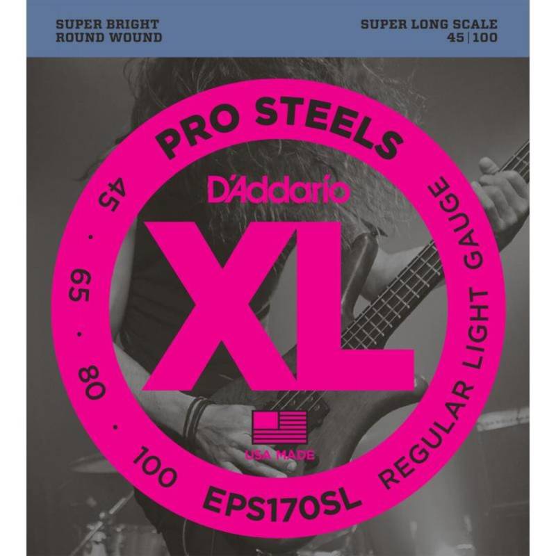 Струни для бас-гітари D'Addario EPS170SL Pro Steels Regular Light 4-String Super Long Scale 45/100