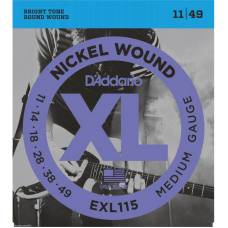 Струни для електрогітари D'Addario EXL115 Nickel Wound Medium/Blues-Jazz Rock 11/49