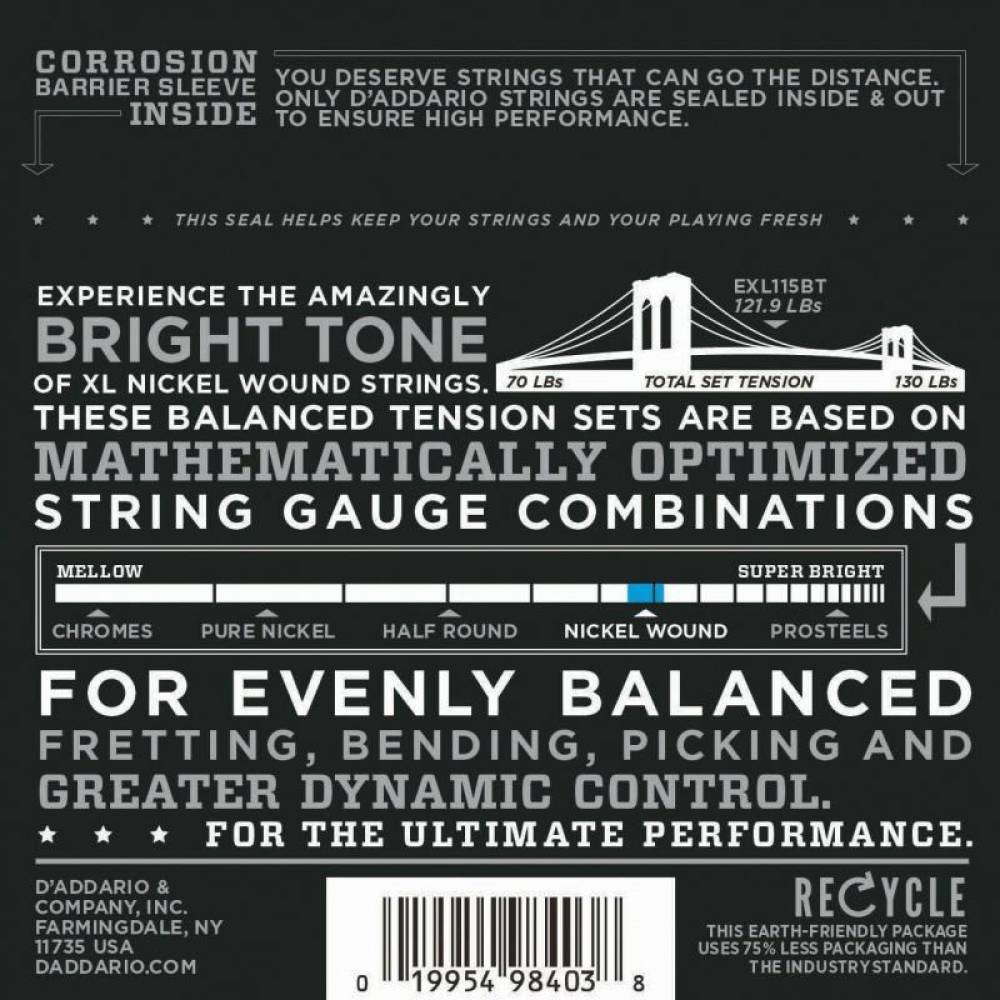 Струни для електрогітари D'Addario EXL115BT Nickel Wound Balanced Tension Medium 11/50