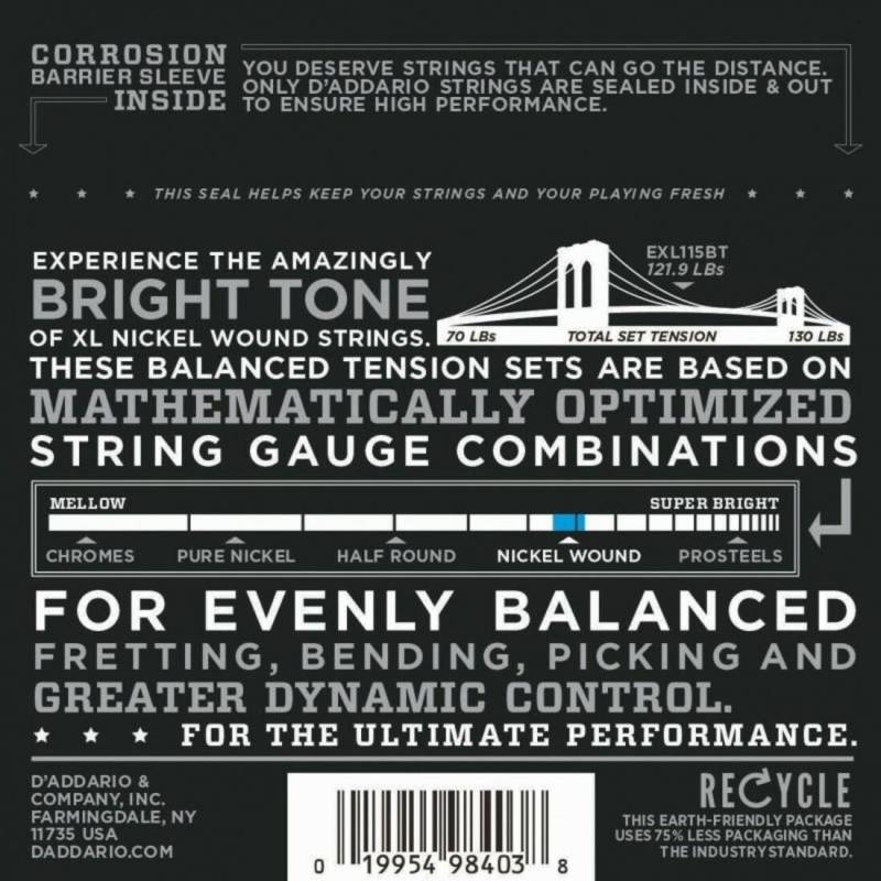 Струни для електрогітари D'Addario EXL115BT Nickel Wound Balanced Tension Medium 11/50