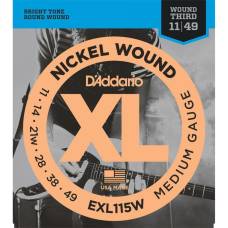 Струны для электрогитары D'Addario EXL115W Nickel Wound 3rd Medium/Blues-Jazz Rock 11/49