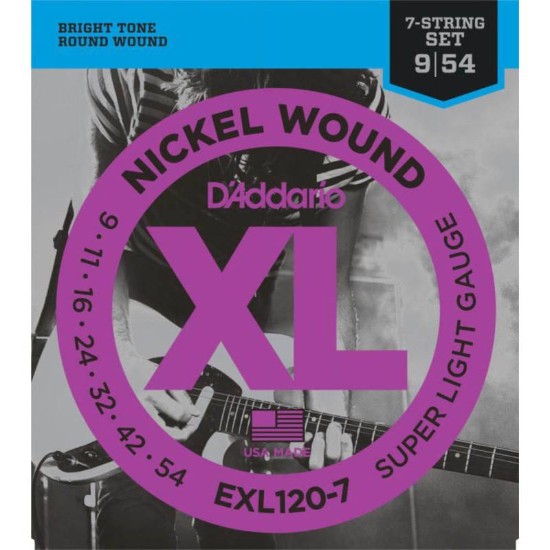 Струны для электрогитары D'Addario EXL120-7 Super Light 7 Strings 9/54