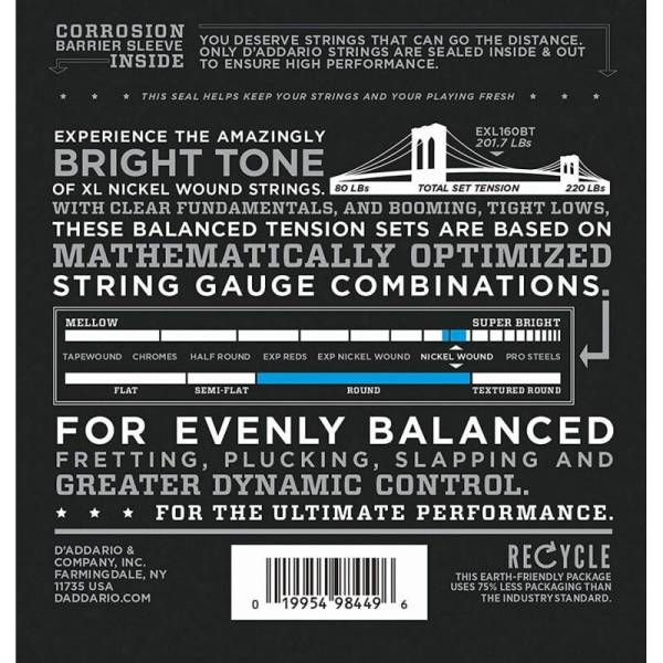 Струни для бас-гітари D'Addario EXL160BT Nickel Wound Balanced Tension Medium Long Scale 50/120