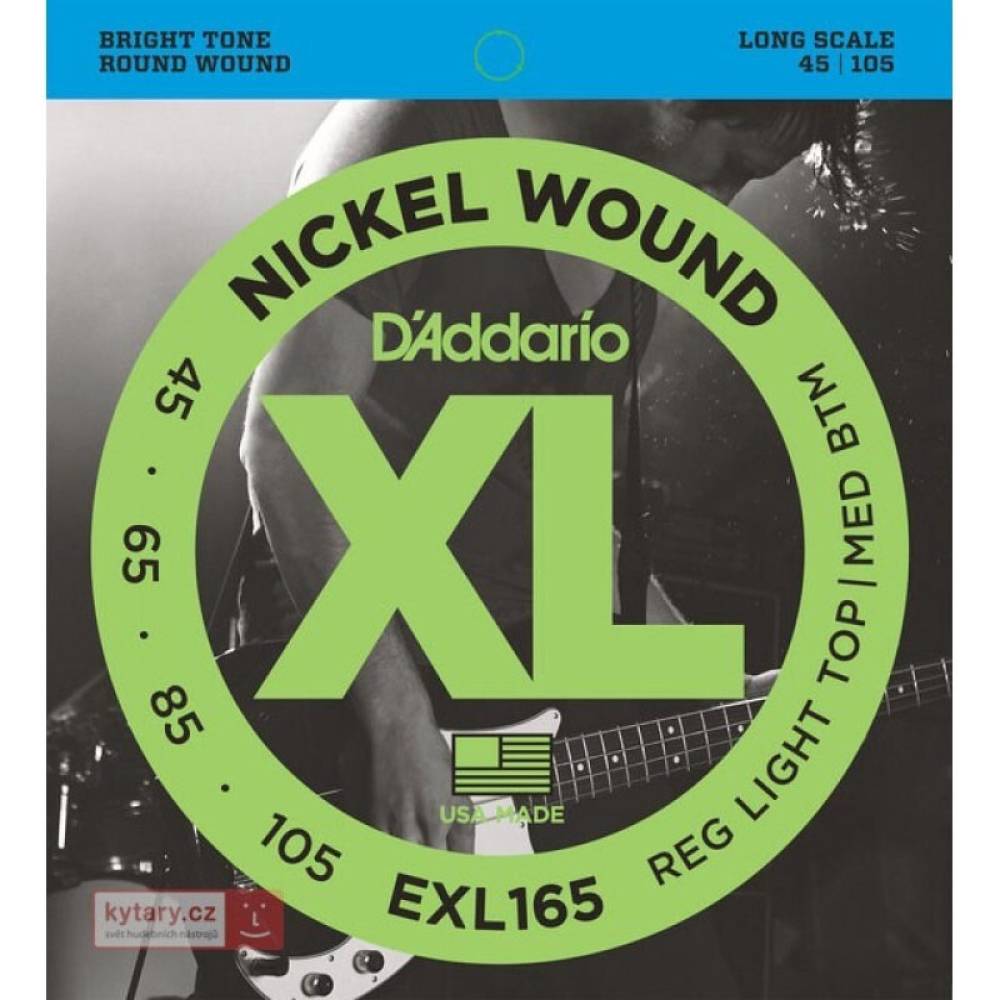 Струны для бас-гитары D'Addario EXL165 Nickel Wound Custom Light 4-String 45/105