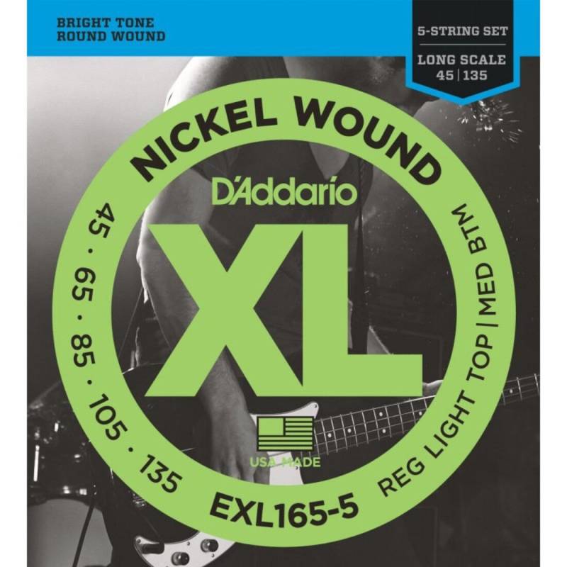 Струны для бас-гитары D'Addario EXL165-5 Nickel Wound Custom Light 5-String 45/135