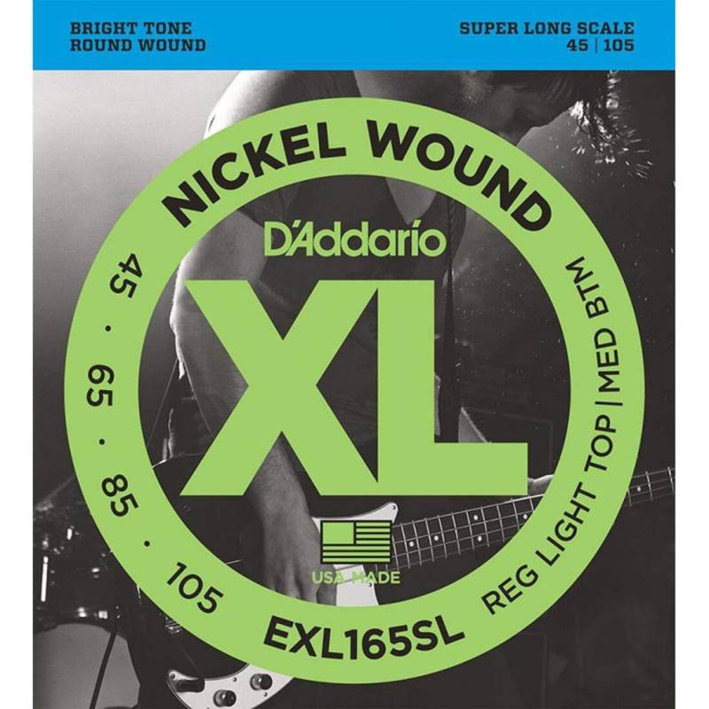 Струни для бас-гітари D'Addario EXL165SL Nickel Wound Custom Light Super Long Scale 45/105