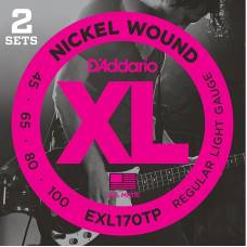 Струни для бас-гітари 2 Sets D'Addario EXL170TP Nickel Wound Regular Light Long Scale 45/100