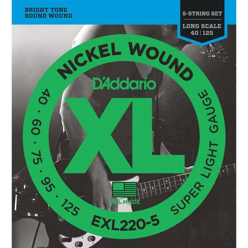 Струны для бас-гитары D'Addario EXL220-5 Nickel Wound Super Light 40/125