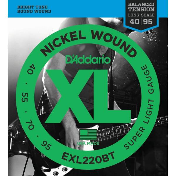 Струны для бас-гитары D’Addario EXL220BT Balanced Tension Nickel Wound Super Light 40/95