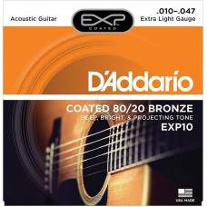 Струни для акустичної гітари D'Addario EXP10 80/20 Bronze Extra Light 10/47