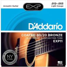 Струны для акустической гитары D'Addario EXP11 80/20 Bronze Light 12/53