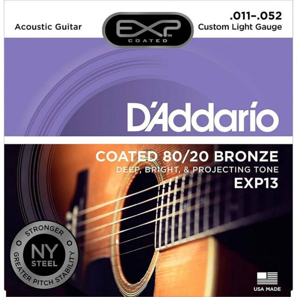 Струни для акустичної гітари D'Addario EXP13 80/20 Bronze Custom Light 11/52