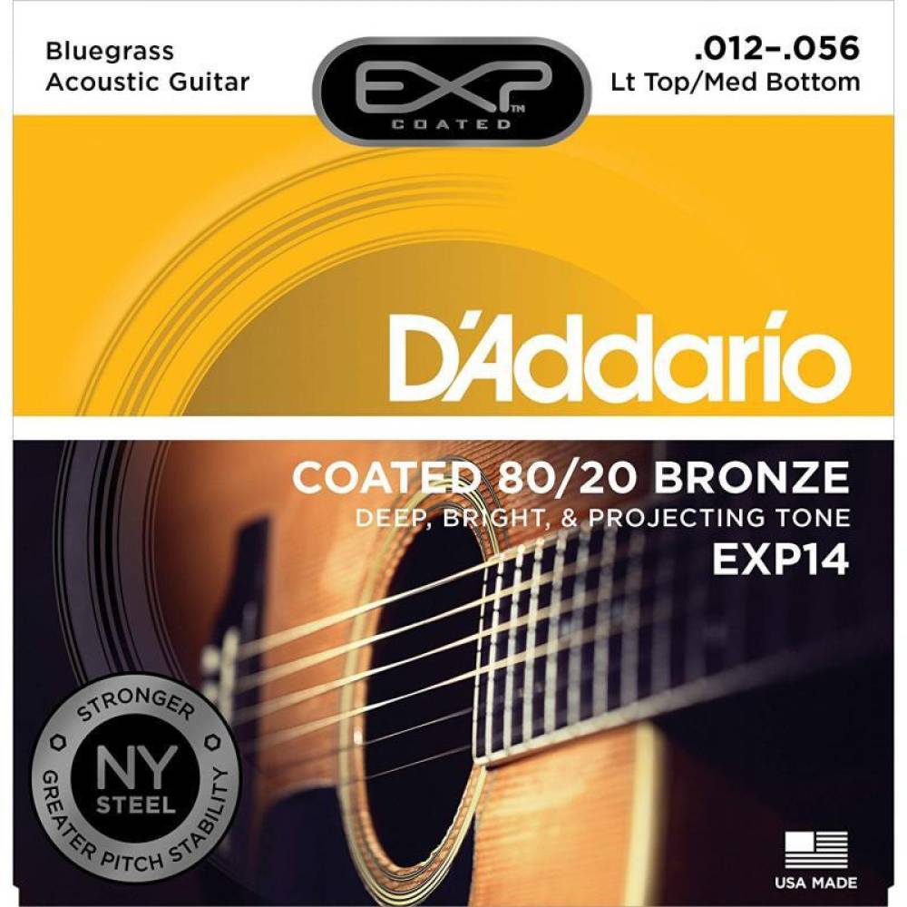 Струны для акустической гитары D'Addario EXP14 80/20 Bronze Light Top / Medium Bottom 12/56