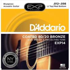 Струни для акустичної гітари D'Addario EXP14 80/20 Bronze Light Top / Medium Bottom 12/56