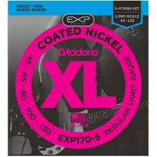 Струни для бас-гітари D'Addario EXP170-5 Coated Nickel Wound 5-Strings Regular Light Long Scale 45/130