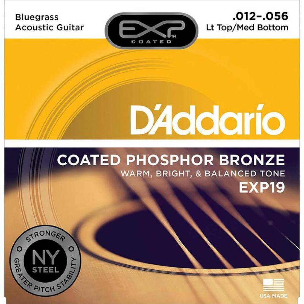Струни для акустичної гітари D'Addario EXP19 Phosphor Bronze Light Top / Medium Bottom 12/56