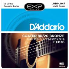 Струни для акустичної гітари D'Addario EXP36 Phosphor Bronze Light 12 Strings 10/47