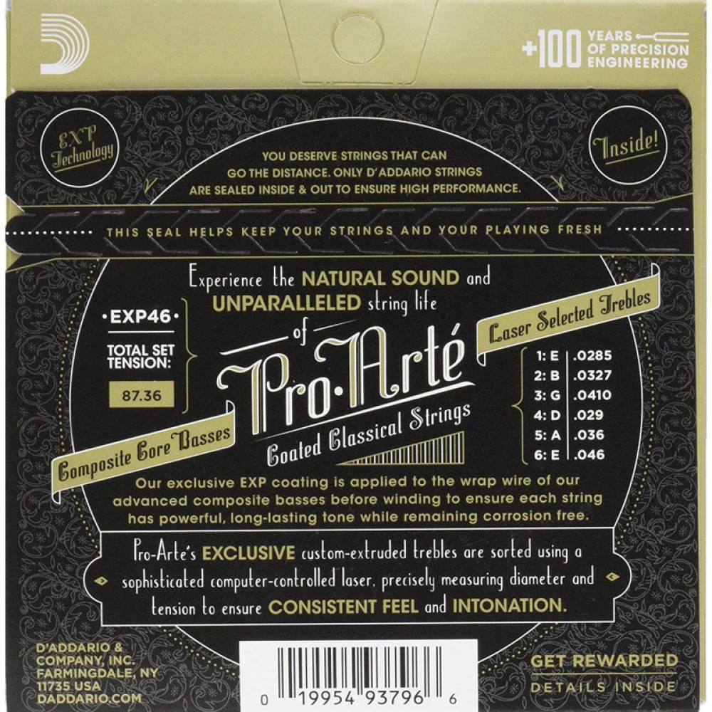 Струны для классической гитары D'Addario EXP46 Coated Hard Tension