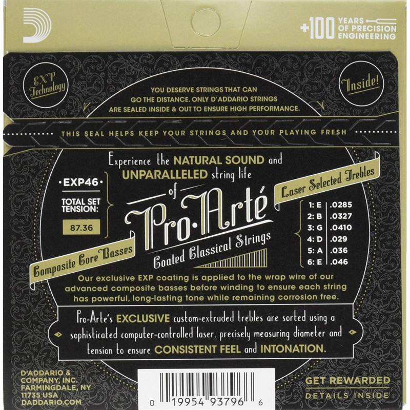Струни для класичної гітари D'Addario EXP46 Coated Hard Tension