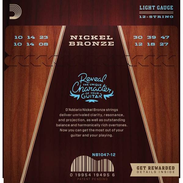Струни для акустичної гітари D'Addario NB1047-12 Nickel Bronze Light 10/47