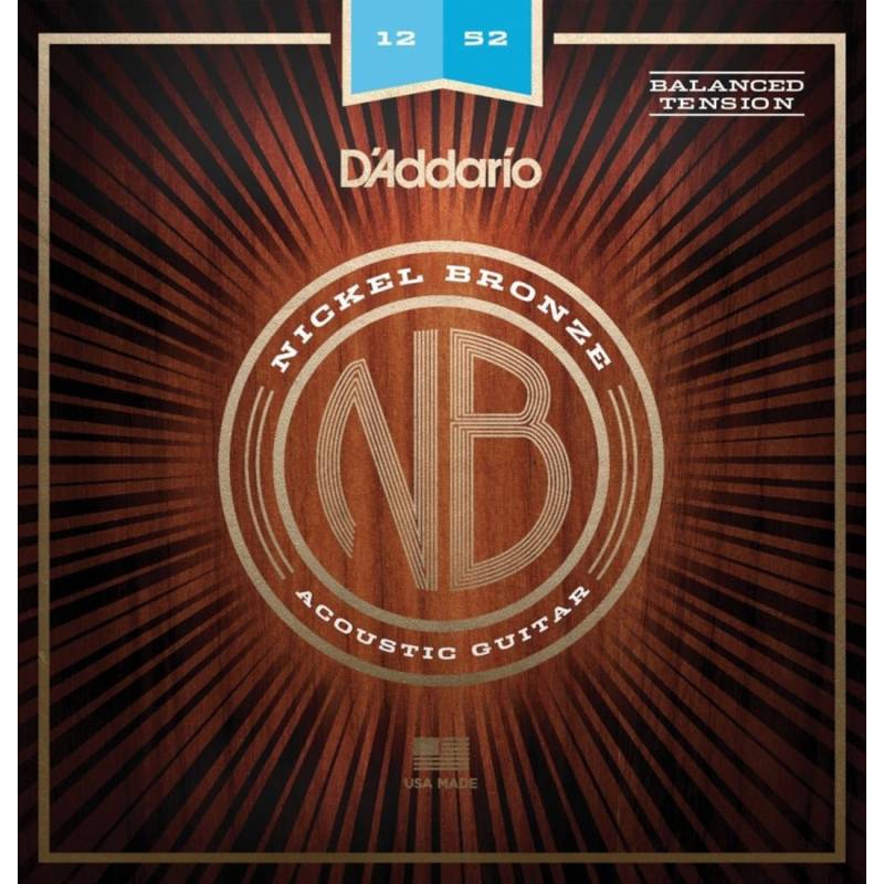 Струни для акустичної гітари D'Addario NB1252BT Nickel Bronze Balanced Tension Light 12/52
