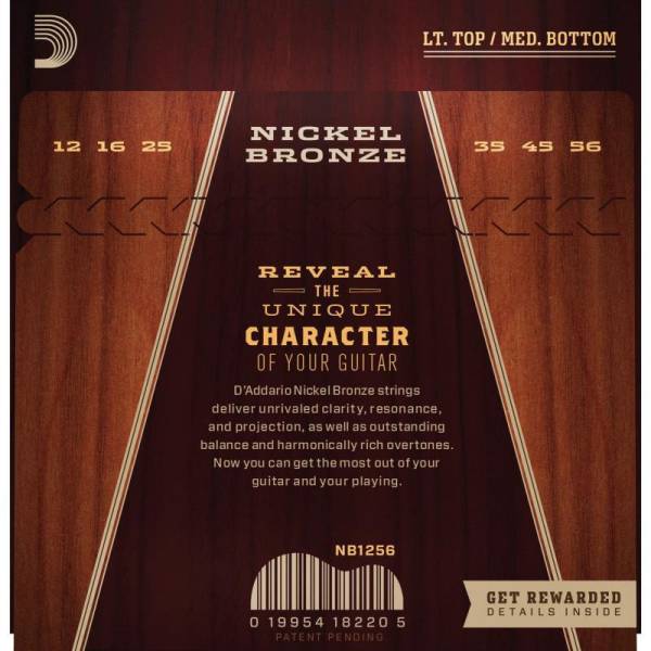 Струни для акустичної гітари D'Addario NB1256 Nickel Bronze Light Medium 12/56