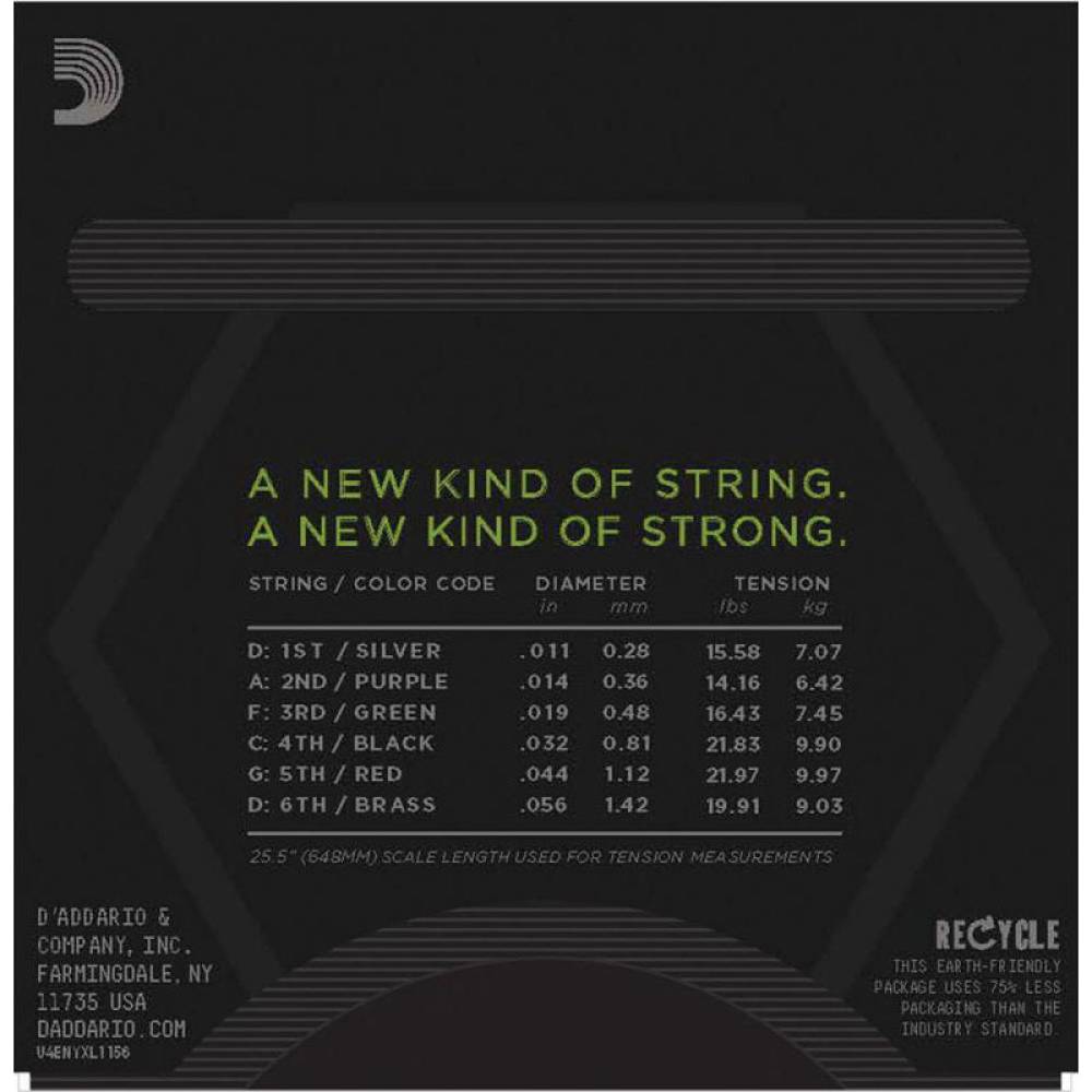 Струни для електрогітари D'Addario NYXL1156 Medium Top / Extra Heavy Bottom 11/56