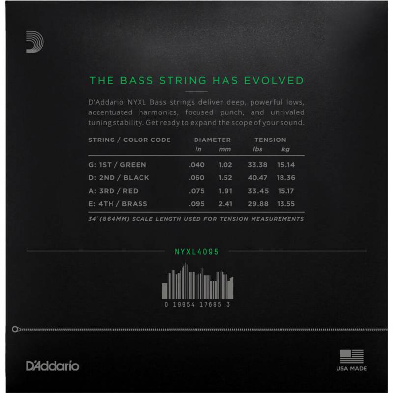 Струни для бас-гітари D'Addario NYXL4095 Long Scale Super Light 40/95