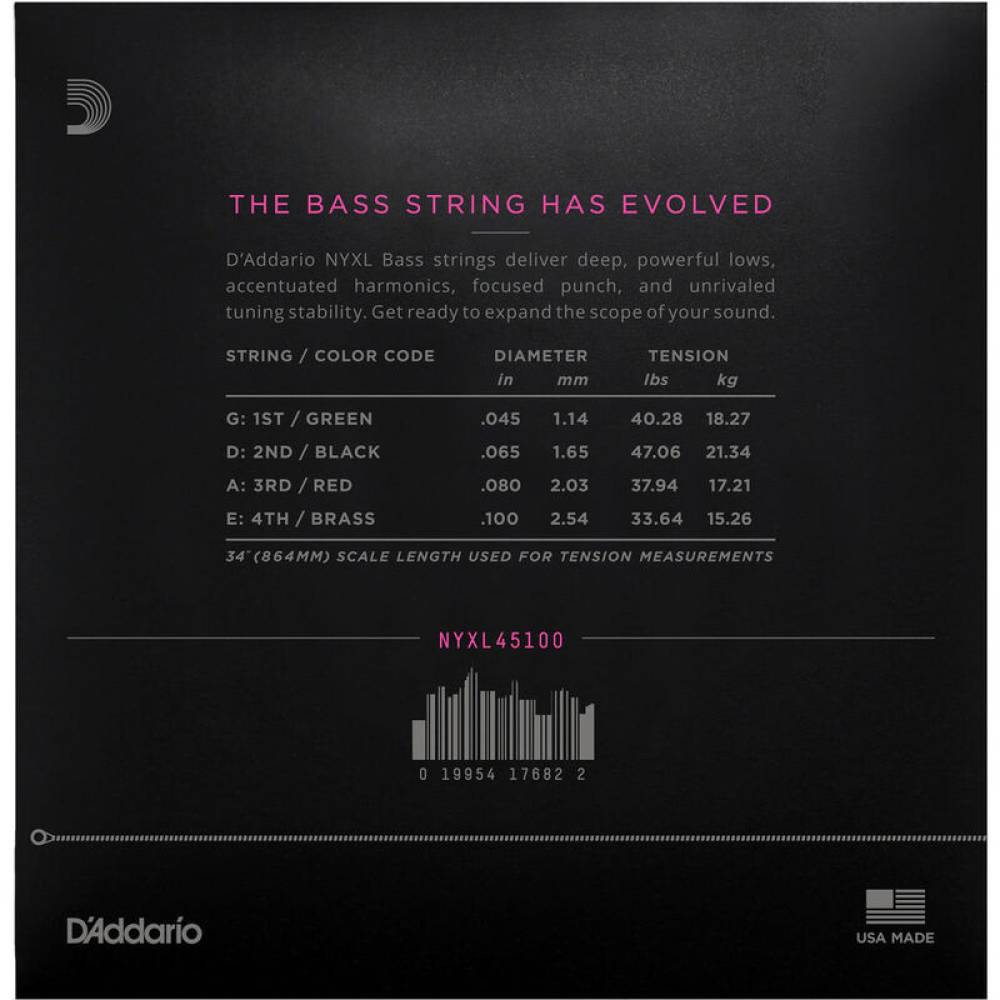 Струны для бас-гитары D'Addario NYXL45100 Long Scale Regular Light 45/100