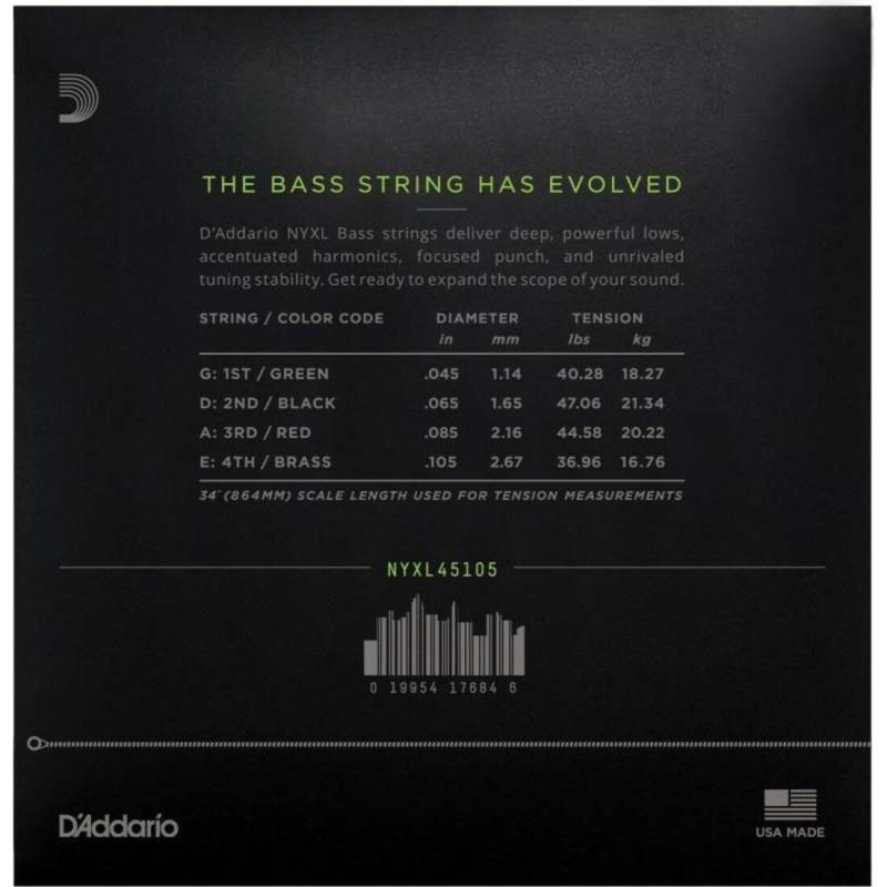 Струны для бас-гитары D'Addario NYXL45105 Long Scale Light Top Medium Bottom 45/105