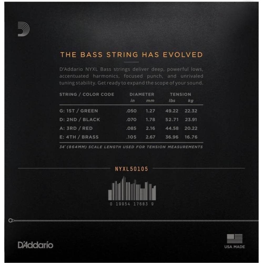 Струни для бас-гітари D'Addario NYXL50105 Long Scale Medium 50/105