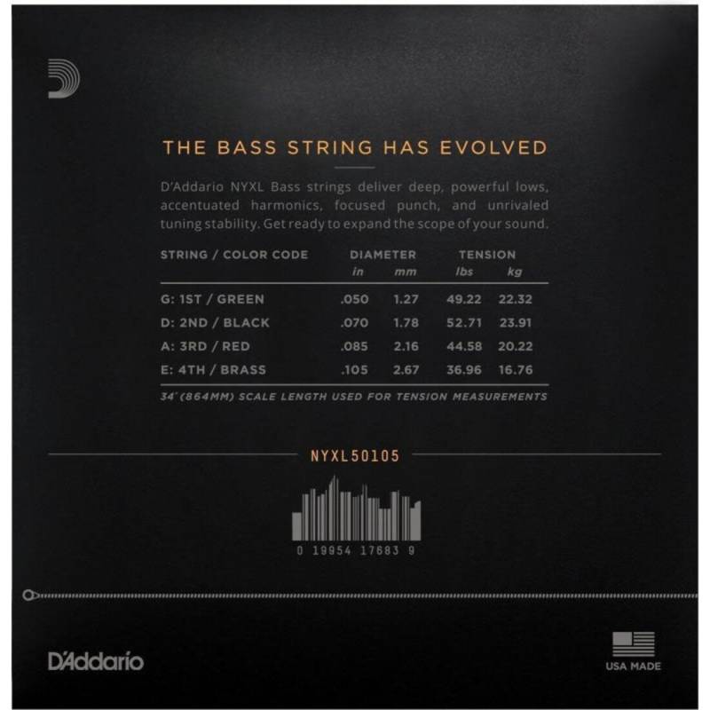 Струны для бас-гитары D'Addario NYXL50105 Long Scale Medium 50/105