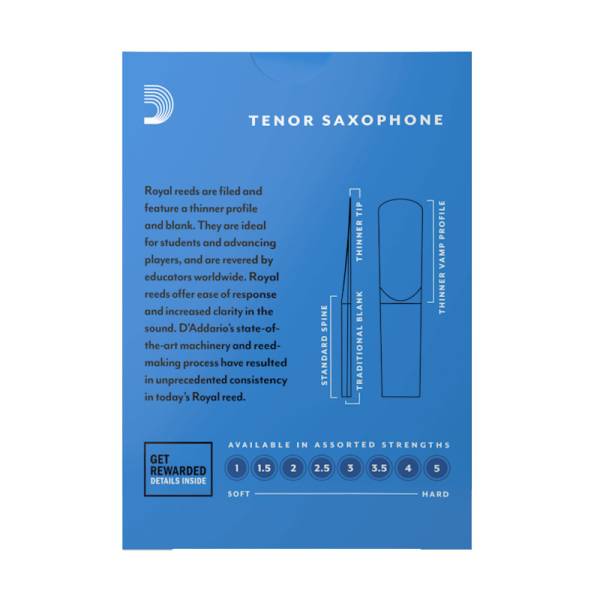 Тростина для саксофона тенор D'Addario Royal RKB0125 - Tenor Sax #2.5 - 1 шт. (1 шт.)