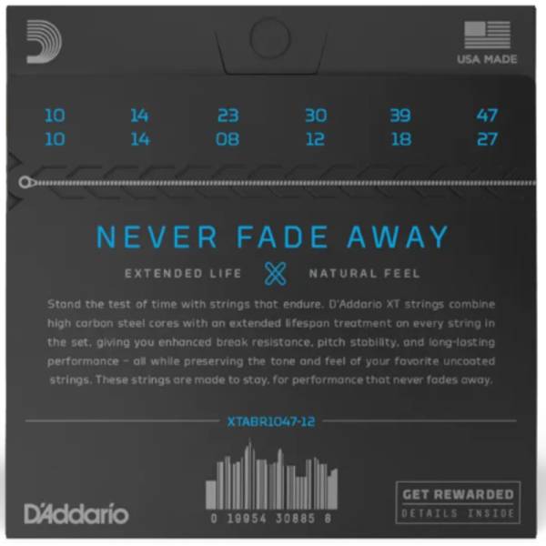 Струны для акустической гитары D'Addario XTABR1047-12 XT 80/20 Bronze Extra Light 10/47